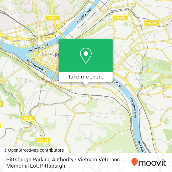 Mapa de Pittsburgh Parking Authority - Vietnam Veterans Memorial Lot