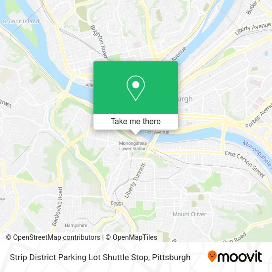 Mapa de Strip District Parking Lot Shuttle Stop