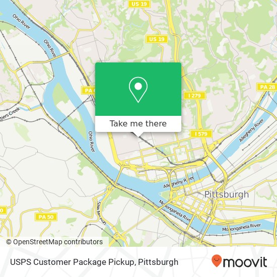 Mapa de USPS Customer Package Pickup