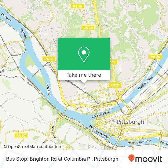 Mapa de Bus Stop: Brighton Rd at Columbia Pl