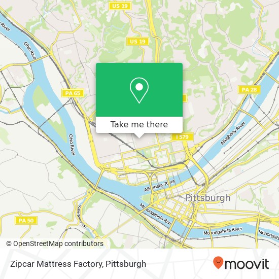 Zipcar Mattress Factory map
