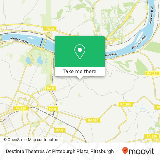 Mapa de Destinta Theatres At Pittsburgh Plaza