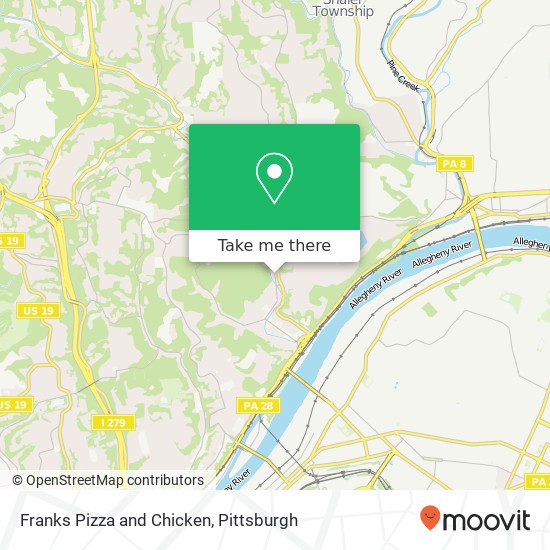 Franks Pizza and Chicken map