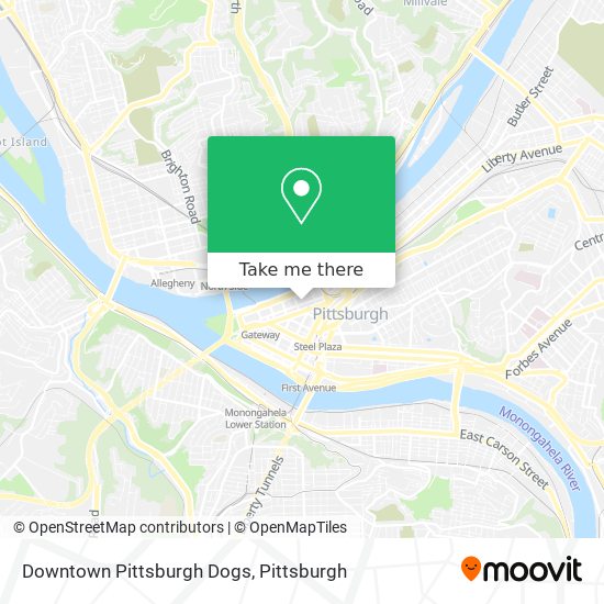 Mapa de Downtown Pittsburgh Dogs