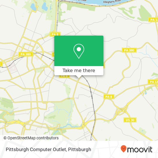 Mapa de Pittsburgh Computer Outlet
