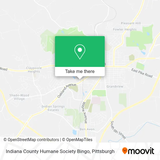 Indiana County Humane Society Bingo map