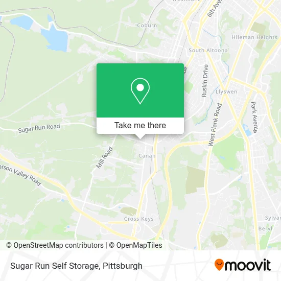 Sugar Run Self Storage map
