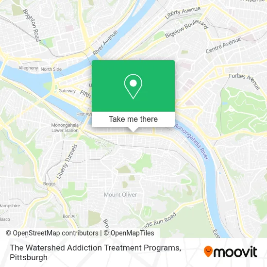 The Watershed Addiction Treatment Programs map