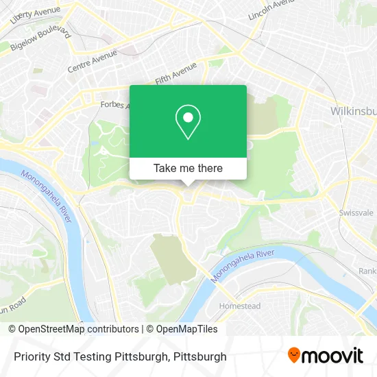 Priority Std Testing Pittsburgh map