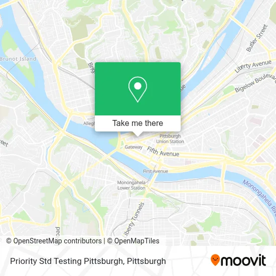 Priority Std Testing Pittsburgh map