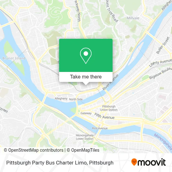 Pittsburgh Party Bus Charter Limo map