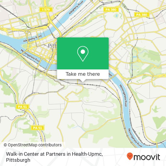 Mapa de Walk-in Center at Partners in Health-Upmc