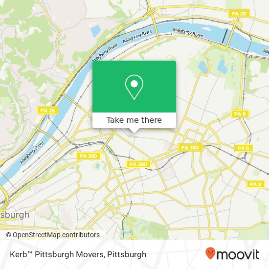 Mapa de Kerb™ Pittsburgh Movers