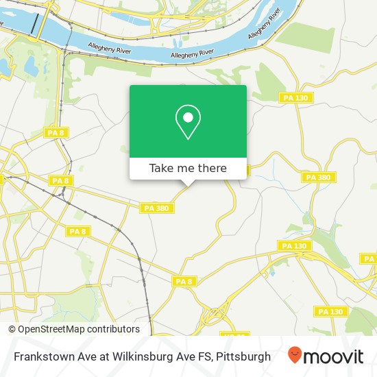 Frankstown Ave at Wilkinsburg Ave FS map