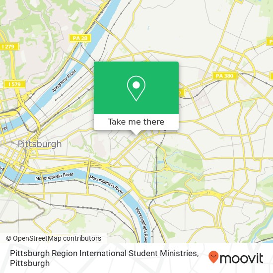 Pittsburgh Region International Student Ministries map