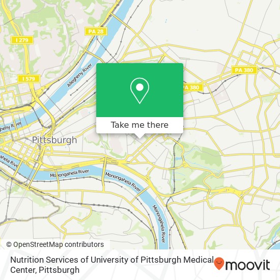 Mapa de Nutrition Services of University of Pittsburgh Medical Center