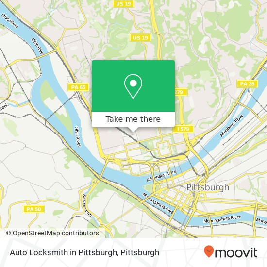 Mapa de Auto Locksmith in Pittsburgh