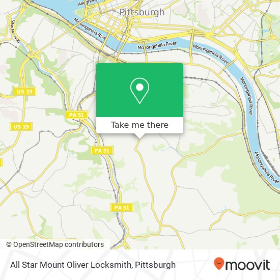 All Star Mount Oliver Locksmith map