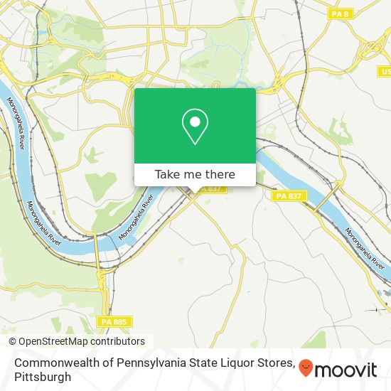 Commonwealth of Pennsylvania State Liquor Stores map