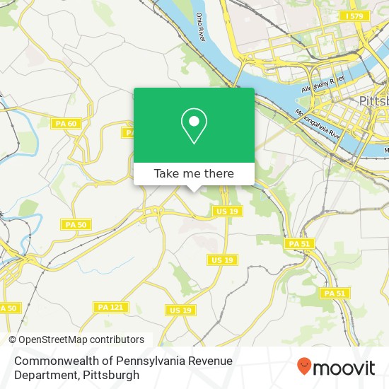 Mapa de Commonwealth of Pennsylvania Revenue Department