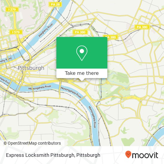Mapa de Express Locksmith Pittsburgh
