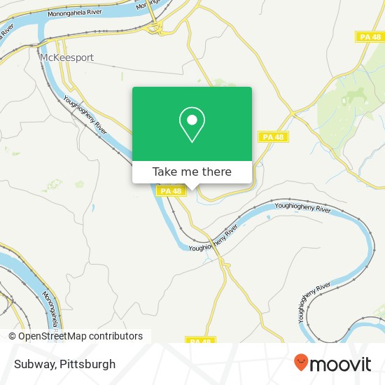 Mapa de Subway, 4313 Walnut St Versailles, PA 15132