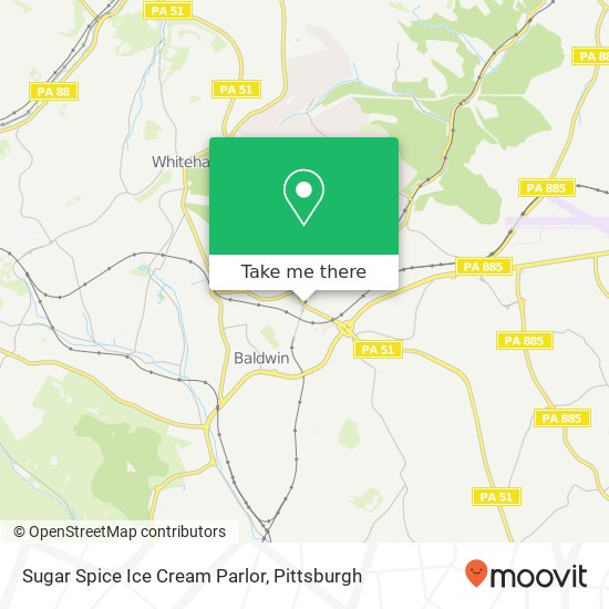 Mapa de Sugar Spice Ice Cream Parlor, 5200 Clairton Blvd Baldwin, PA 15236