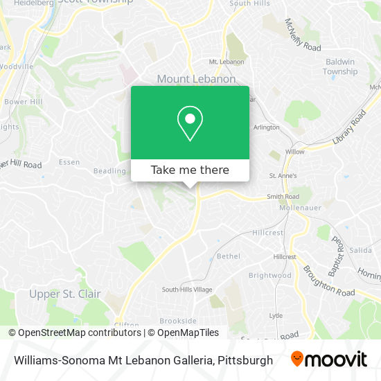 Williams-Sonoma Mt Lebanon Galleria map
