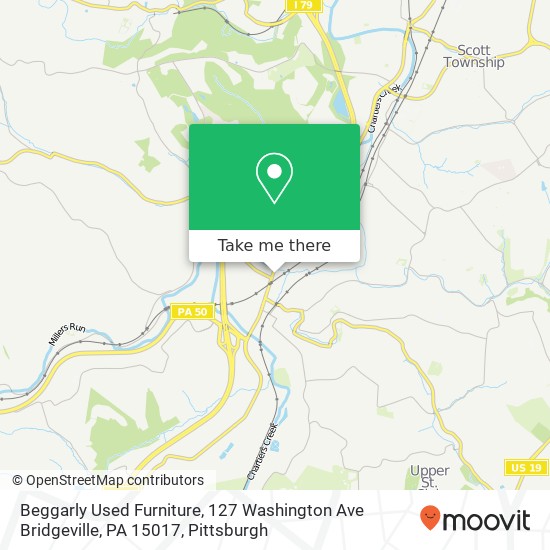 Mapa de Beggarly Used Furniture, 127 Washington Ave Bridgeville, PA 15017