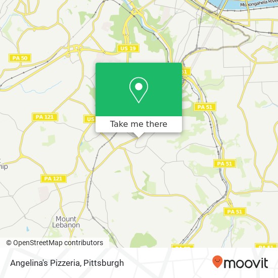 Mapa de Angelina's Pizzeria, 109 Brookline Blvd Pittsburgh, PA 15226