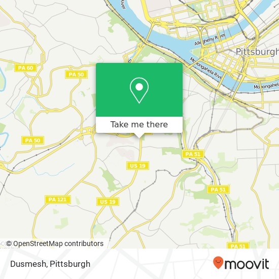 Mapa de Dusmesh, 1150 Banksville Rd Pittsburgh, PA 15216