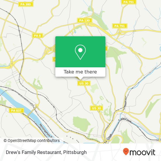 Mapa de Drew's Family Restaurant, 2060 Ardmore Blvd Forest Hills, PA 15221