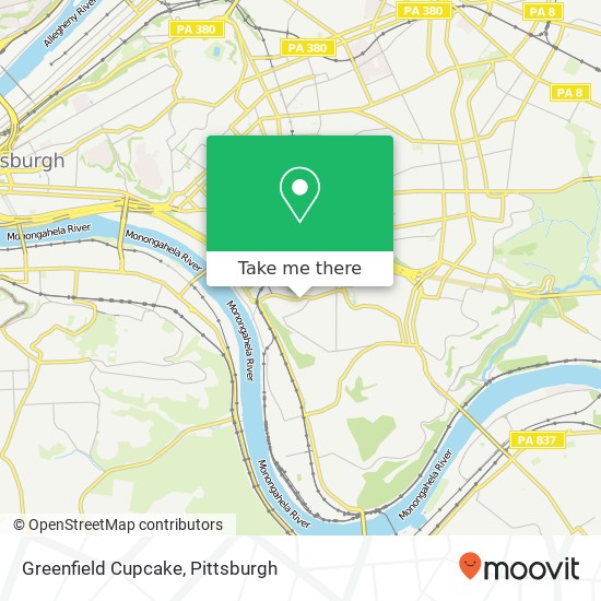 Mapa de Greenfield Cupcake, Greenfield Ave Pittsburgh, PA 15207