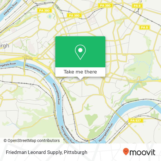 Mapa de Friedman Leonard Supply, 553 Greenfield Ave Pittsburgh, PA 15207