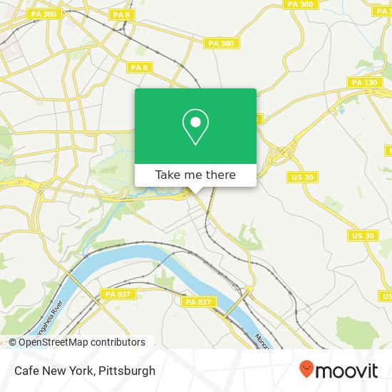 Mapa de Cafe New York, 1621 S Braddock Ave Pittsburgh, PA 15218