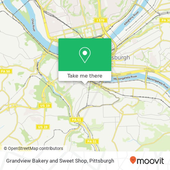 Mapa de Grandview Bakery and Sweet Shop, 225 Shiloh St Pittsburgh, PA 15211