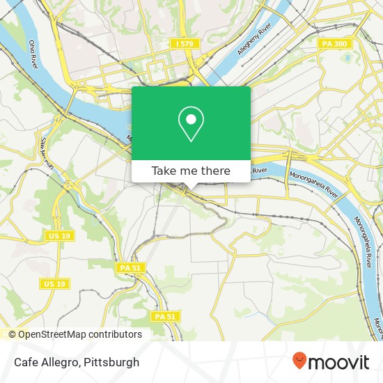 Mapa de Cafe Allegro, 313 E Carson St Pittsburgh, PA 15219