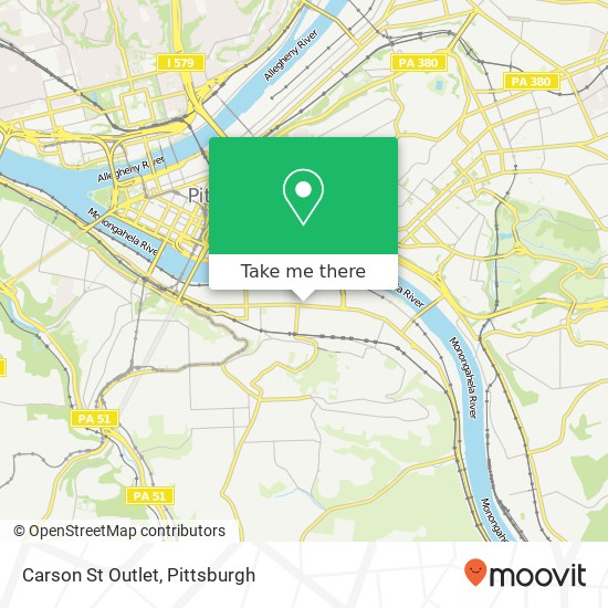 Mapa de Carson St Outlet, 1823 E Carson St Pittsburgh, PA 15203