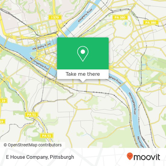 Mapa de E House Company, 1511 E Carson St Pittsburgh, PA 15203
