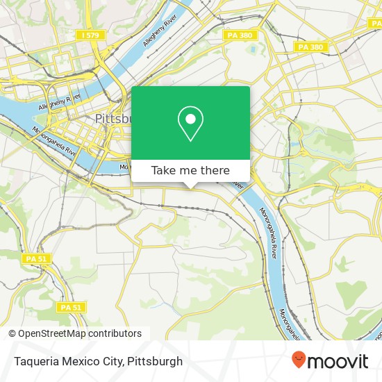 Mapa de Taqueria Mexico City, 2212 E Carson St Pittsburgh, PA 15203