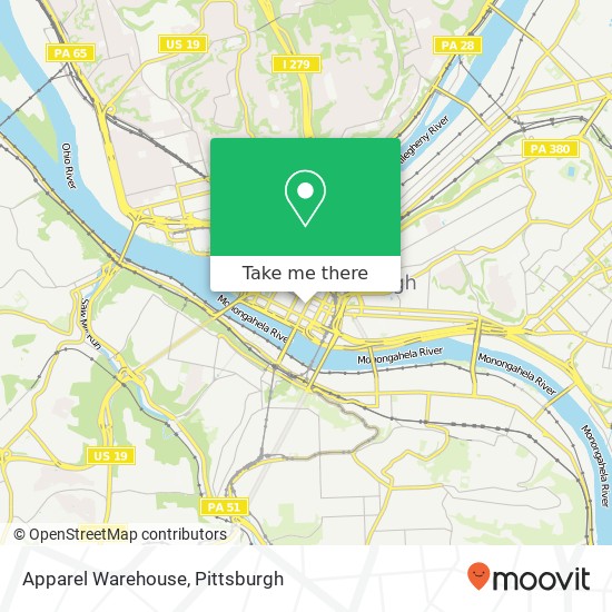 Mapa de Apparel Warehouse, 409 Smithfield St Pittsburgh, PA 15222