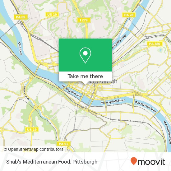 Mapa de Shab's Mediterranean Food, 339 Forbes Ave Pittsburgh, PA 15222