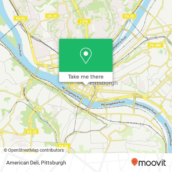 Mapa de American Deli, 332 5th Ave Pittsburgh, PA 15222