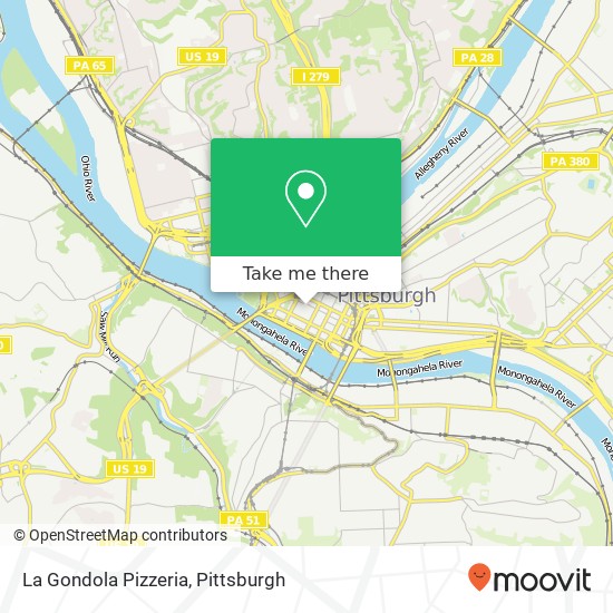 Mapa de La Gondola Pizzeria, 4 Market Sq Pittsburgh, PA 15222