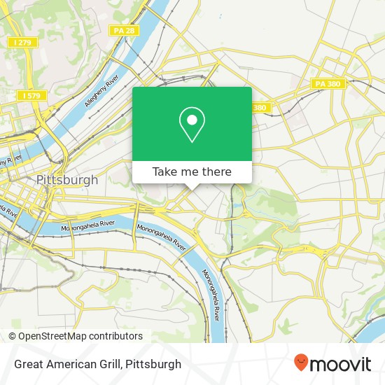 Mapa de Great American Grill, 3454 Forbes Ave Pittsburgh, PA 15213