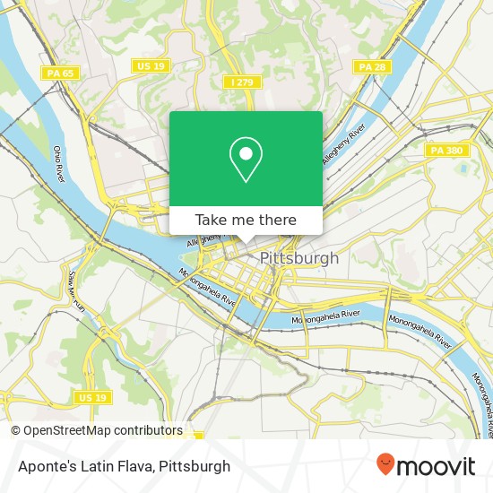 Mapa de Aponte's Latin Flava, Penn Ave Pittsburgh, PA 15222