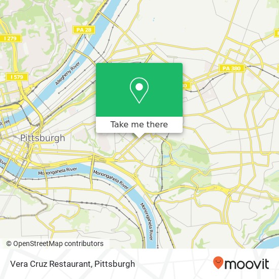 Mapa de Vera Cruz Restaurant, 3715 Forbes Ave Pittsburgh, PA 15213