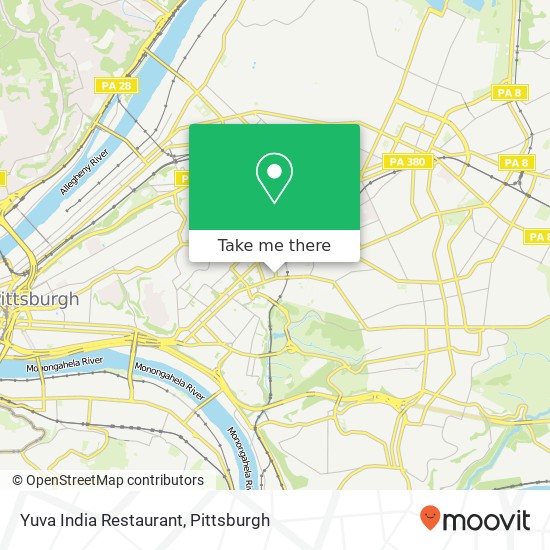 Mapa de Yuva India Restaurant, 412 S Craig St Pittsburgh, PA 15213