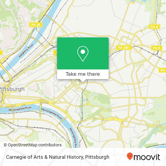 Mapa de Carnegie of Arts & Natural History, 4400 Forbes Ave Pittsburgh, PA 15213