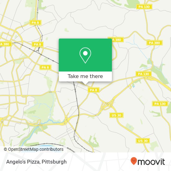 Mapa de Angelo's Pizza, 834 Penn Ave Pittsburgh, PA 15221